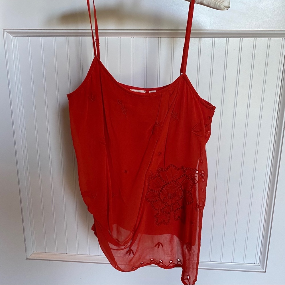 Anthropologie Red Sheer Spaghetti Strap Tank